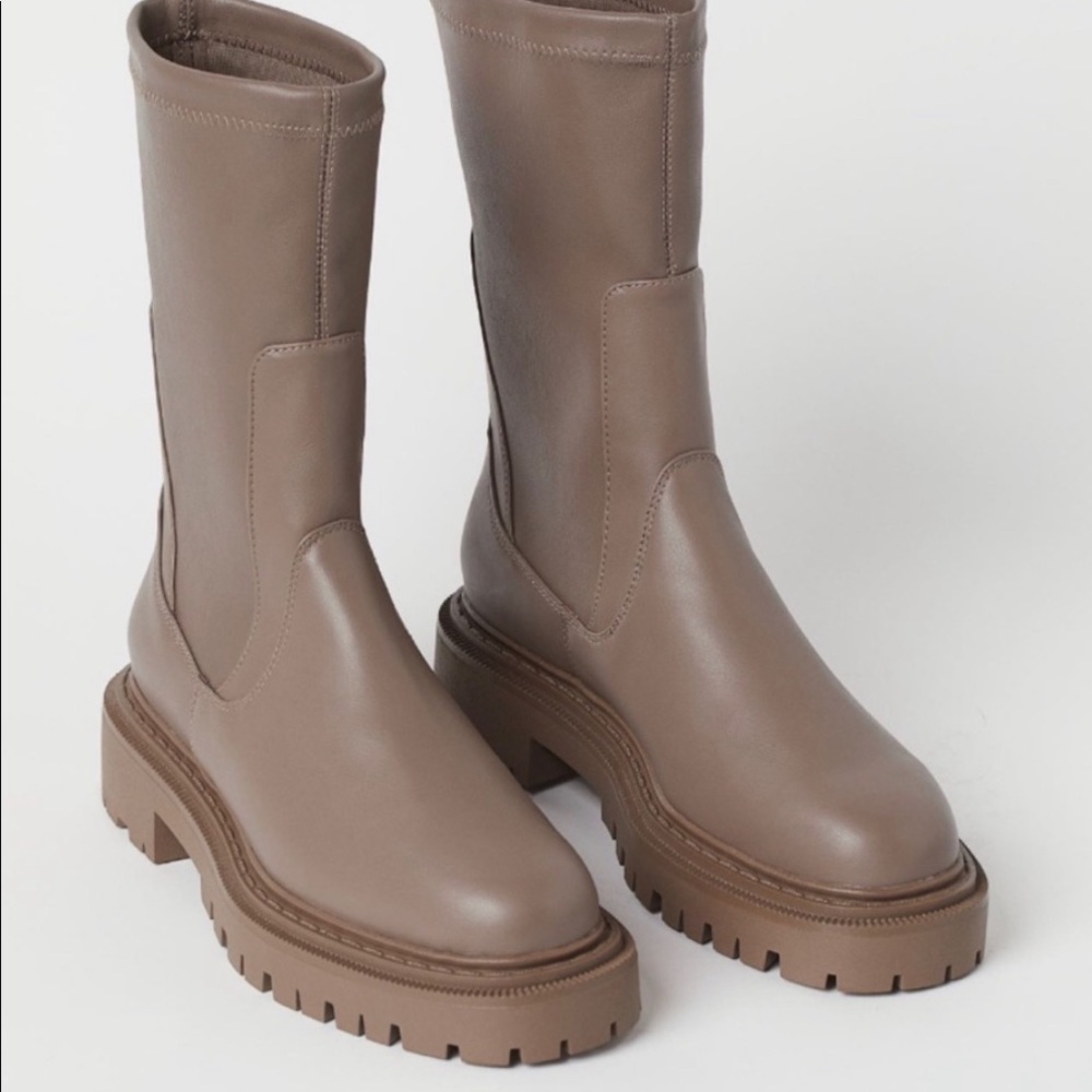 H&M Chelsea Boots Taupe Lugg Platform